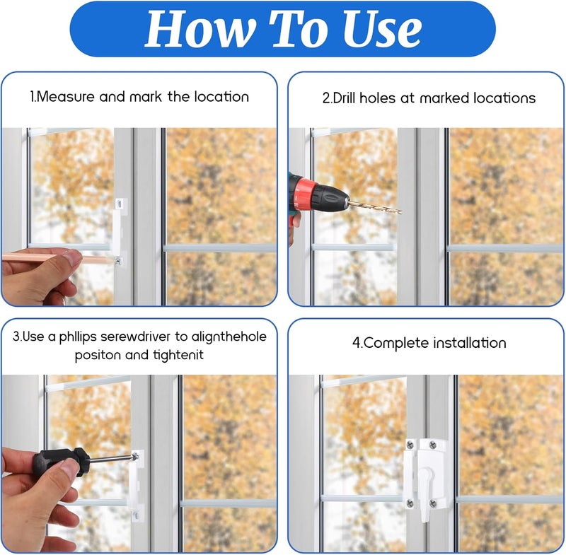Exclaith 2 Pack Window Sash Locks Window Latches Replacement Cam Action White Window-Locks White Cam Sash Locks Hole Center for up and Down Windows - Image 4